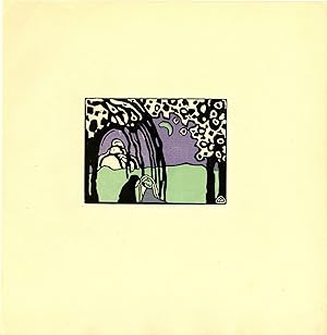 "Zwei Frauen in Mondschaft" [Two women in moonlight}, color woodcut, 1913