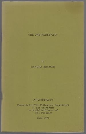 Image du vendeur pour The One Verse City mis en vente par Between the Covers-Rare Books, Inc. ABAA