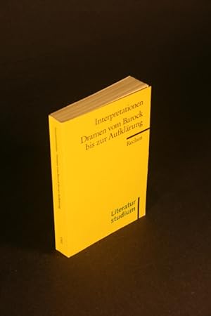 Bild des Verkufers fr Interpretationen: Dramen vom Barock bis zur Aufklrung. zum Verkauf von Steven Wolfe Books