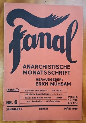 Fanal. Organ der anarchistischen Vereinigung. Jg. 4, Nummer 6, März 1930.
