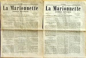 Bild des Verkufers fr LA MARIONNETTE - 13 numros - N 1 (26 Mai 1867), 2, 3, 4, 5, 6, 7, 11 / N 34 (12 Janvier 1868), 35, 36, 38, 41 (1er Mars 1868). zum Verkauf von Jean-Paul TIVILLIER
