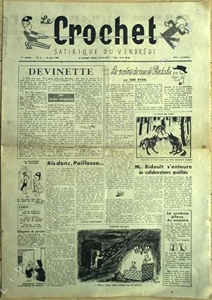 Imagen del vendedor de LE CROCHET satirique du Vendredi - N 2 - 14 Juin 1946. a la venta por Jean-Paul TIVILLIER
