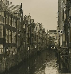 Netherlands Dordrecht old canal gracht Old NPG Stereoview Photo 1900