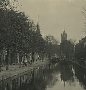 Netherlands Delft Noordeinde canal Old NPG Stereoview Photo 1900