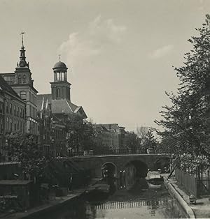 Netherlands Utrecht Oude Gracht Viebrug canal Old NPG Stereoview Photo 1900