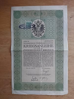 Österreichische fünfeinhalbprozentige Kriegsanleihe vom Jahre 1915 - Zweihundert Kronen - Serie B...