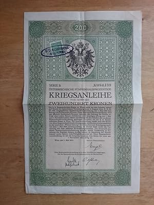 Österreichische fünfeinhalbprozentige Kriegsanleihe vom Jahre 1915 - Zweihundert Kronen - Serie B...