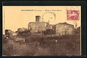 Carte postale Monsempron, Église et Vieux Manoir