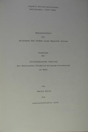 Imagen del vendedor de Aspekte deutscher-polnischer Beziehung (1969-1980). a la venta por Rotes Antiquariat