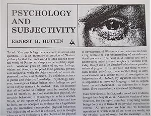 Image du vendeur pour Psychology and Subjectivity (Libertarian Alliance Psychological Notes No. 4) mis en vente par Bloomsbury Books