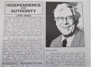 Seller image for Independence and Authority (Libertarian Alliance Personal Perspectives No. 2) for sale by Bloomsbury Books
