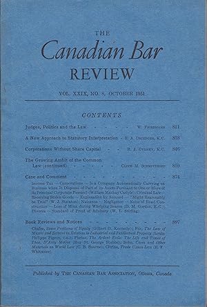 The Canadian Bar Review Vol XXIX No 8