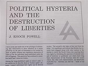 Immagine del venditore per Political Hysteria and the Destruction of Liberties (Libertarian Alliance Political Notes No. 48) venduto da Bloomsbury Books