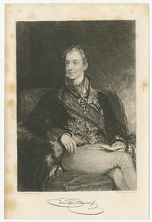 Antique Portrait of Klemens von Metternich by Unger (c.1880)