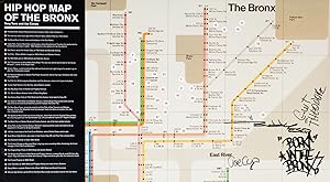 Hip Hop Map of the Bronx [Signed by Buddy Esquire, Grand Wizzard Theodore & Joe Conzo]