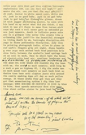 [Patti Smith signed broadside] notes pour JAVA HEAD