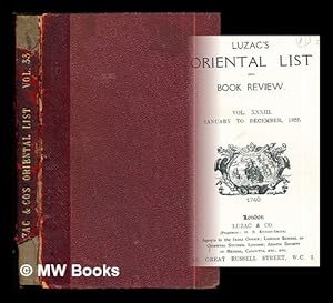 Seller image for Luzac's Oriental List and Book Review: Quarterly: vol. XXXIII: January to December, 1922 for sale by MW Books