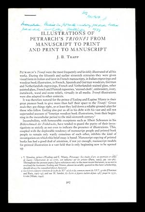 Seller image for Illustrations of Petrach's Trionfi from Manuscript to Print and Print to Manuscript for sale by MW Books