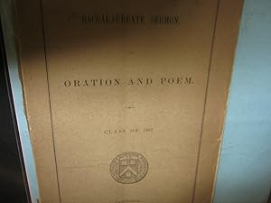 Baccalaureate Sermon And Oration And Poem Class Of 1867 Manhood