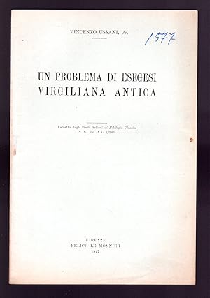 Bild des Verkufers fr Un problema di esegesi virgiliana antica zum Verkauf von Sergio Trippini