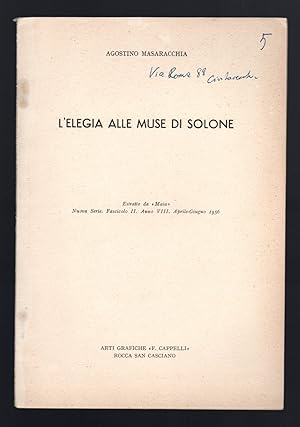 Bild des Verkufers fr L'elegia alle Muse di Solone zum Verkauf von Sergio Trippini