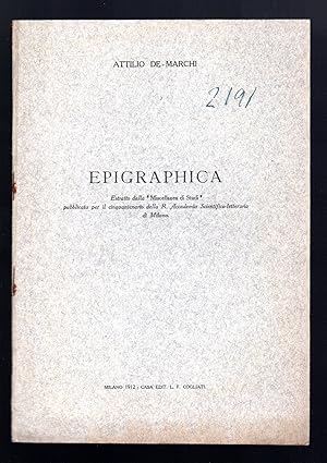 Bild des Verkufers fr Epigraphica zum Verkauf von Sergio Trippini