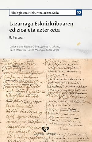 Imagen del vendedor de Lazarraga Eskuizkribuaren edizioa eta azterketa. II. Testua a la venta por Imosver