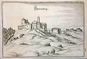 Seller image for SCHMIERENBERG" / "BURGRUINE SCHMIRNBERG", an der Weinstrasse in der Steiermark, seltener, original Kupferstich, 1656 von Caspar Merian, aus der Topographia Provinciarum Austriacarum for sale by Kunsthandlung Boschi