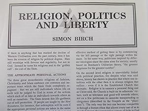Image du vendeur pour Religion, Politics and Liberty (Libertarian Alliance Religious Notes No. 3) mis en vente par Bloomsbury Books