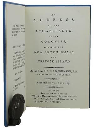 Immagine del venditore per AN ADDRESS TO THE INHABITANTS OF THE COLONIES, established in New South Wales and Norfolk Island venduto da Kay Craddock - Antiquarian Bookseller