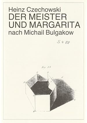 Bild des Verkufers fr Programmheft Heinz Czechowski DER MEISTER UND MARGARITA nach Michail Bulgakow Spielzeit 1986 / 87 zum Verkauf von Programmhefte24 Schauspiel und Musiktheater der letzten 150 Jahre