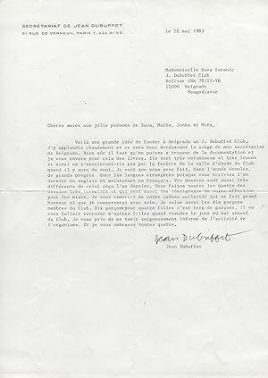 Bild des Verkufers fr Good Signed Letter By Jean Dubuffet zum Verkauf von Adam Andrusier Autographs ABA PADA