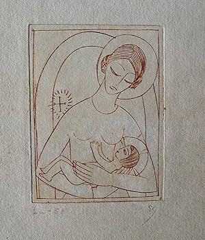 'Madonna and Child' Signed etching