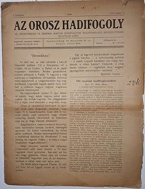 Az Orosz Hadifogoly. Az Oroszországi és szibériai magyar hadifoglyok hozzátartozói egyesületének ...