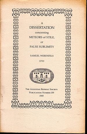 Seller image for A Dissertation Concerning Meteors of Stile or False Sublimity Augustan Reprint Society Publicatin Number 199) for sale by Dorley House Books, Inc.