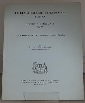 Bild des Verkufers fr The Dove Prion, Pachyptila Desolata Gmelin [Falkland Islands Dependencies Survey, Scientific Reports No. 33] zum Verkauf von Besleys Books  PBFA