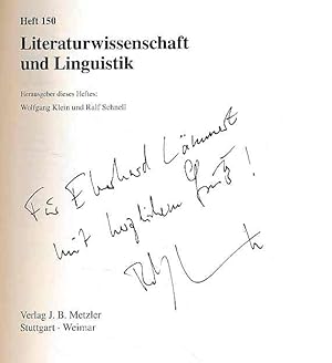 Bild des Verkufers fr Literaturwissenschaft und Linguistik. Mit Ralf Schnell. Zeitschrift fr Literaturwissenschaft und Linguistik (LiLi). Jahrgang 38, Heft 150, Juni 2008. Eine Zeitschrift der Universitt Siegen. zum Verkauf von Fundus-Online GbR Borkert Schwarz Zerfa