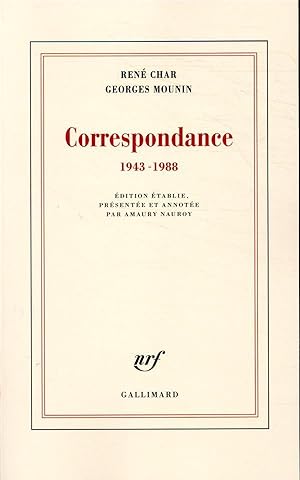 Bild des Verkufers fr correspondance 1943-1988 zum Verkauf von Chapitre.com : livres et presse ancienne