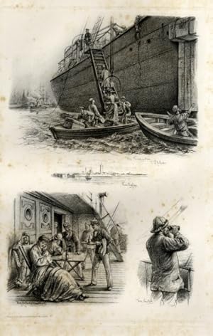 Photogravure Süd Amerika Ohlsen 1894, an Bord gehen, Cuxhaven, Seekrankheit, Lotse