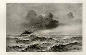 Photogravure Süd Amerika Ohlsen 1894, Sturm im Biskaischen Meerbusen