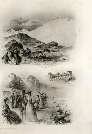 Photogravure Süd Amerika Ohlsen 1894, Besteigung des Vulkan Chillán, Reise zu den Bädern Chillán