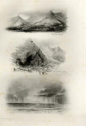 Photogravure Süd Amerika Ohlsen 1894, Insel Juan Fernandez, Wohnhöhle des Alexander Selkirk