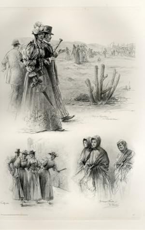 Photogravure Süd Amerika Ohlsen 1894, Rennbahn von Vina del Mar, Backfische, Gang zur Kirche