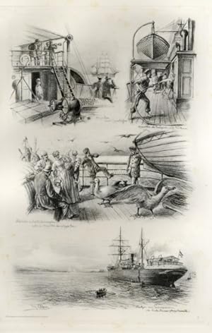 Photogravure Süd Amerika Ohlsen 1894, an Bord eines Schiffes, Absetzen von Passagieren
