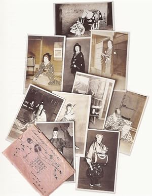 [A collection of ten original post card photographs of Kabuki theatre actors]. Kabukiza 1928.