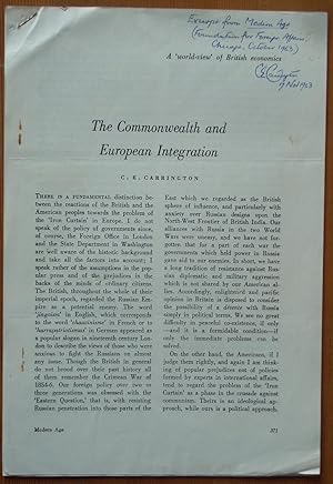 Imagen del vendedor de The Commonwealth and European Integration a la venta por Christian White Rare Books Ltd