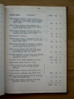 Seller image for Inventory and Valuation in and upon the Residence known as "The Hills, Bingley in the county of York. The Property of Mrs P Collins1941 for sale by Christian White Rare Books Ltd