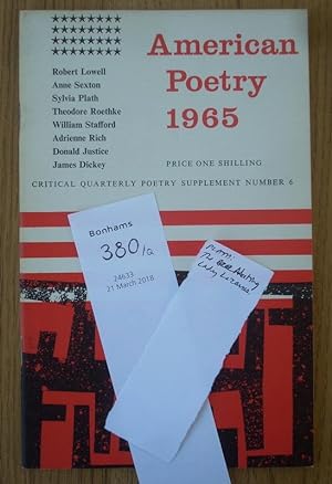 Immagine del venditore per American Poetry 1965, Critical Quarterly Poetry Supplement Number 6 venduto da Christian White Rare Books Ltd