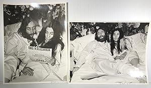 Yoko Ono and John Lennon; Two (2) Photographs signed by photographer