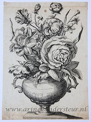 [Antique print, engraving, ca. 1650] Vase with flowers/Vaas met bloemen, ca. 1650, 1 p.